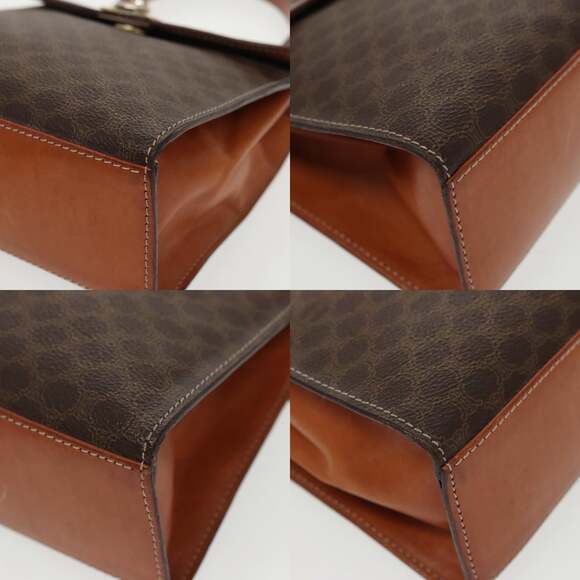 CELINE Macadam Canvas Hand Bag Pvc Leather Brown Gold - Picture 10 of 12